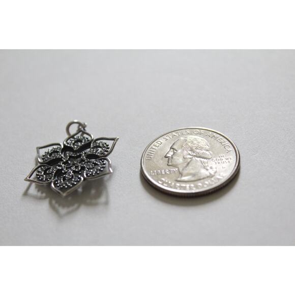 Sterling Silver Openwork Lotus Pendant, Silver Openwork Lotus Pendant - Picture 5 of 5